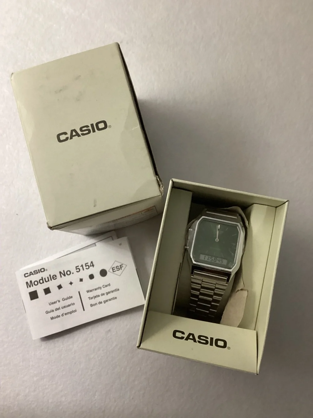 Casio Unisex Silver Tone Stainless Steel Watch, 29.8mm